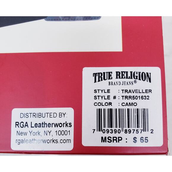 NIB True Religion 2pc. Genuine Leather Slimfold Wallet & Luggage Tag Gift Set - Picture 4 of 4